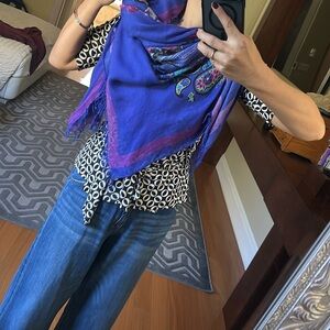 Etro Semi Sheer Blue and purple Floral Scarf